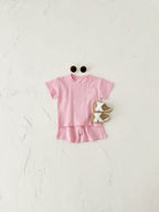 Heart Printing Short Sleeve Suit Korean Style Baby Boys' and Girls' Clothing Two-Piece Set