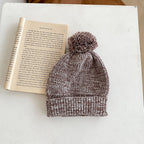 Infant Baby Girl Mixed Color Thick Needle Pullover Pants Pullover Fur Ball Knitted Hat 3-Piece Set