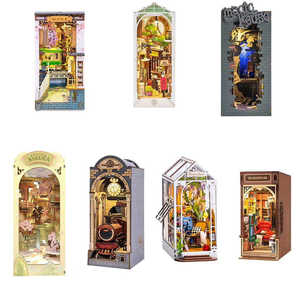 Robotime Rolife Book Nooks Series Stories in Books 4 Kinds DIY Wooden Miniature House Furniture Sakura Densya TGB01 Dropshipping