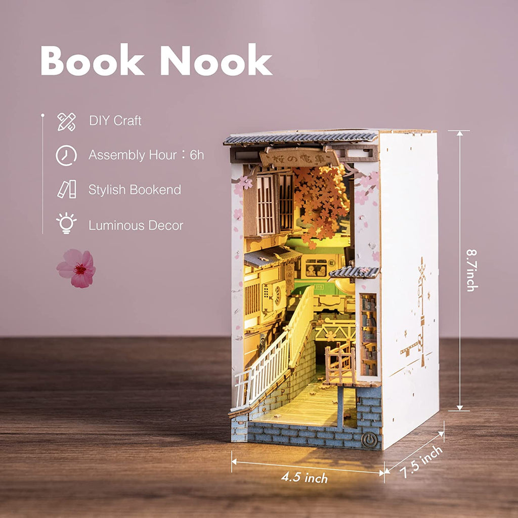 Robotime Rolife Book Nooks Series Stories in Books 4 Kinds DIY Wooden Miniature House Furniture Sakura Densya TGB01 Dropshipping
