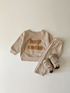 Spring and Autumn Newborn Alphabet Embroidery Baby Long Sleeve Two-Piece Suit