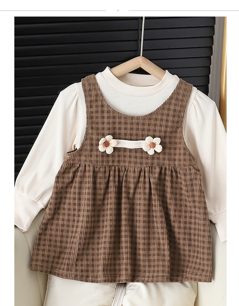 Baby Girl Round-Neck Long-Sleeved Dress Suit
