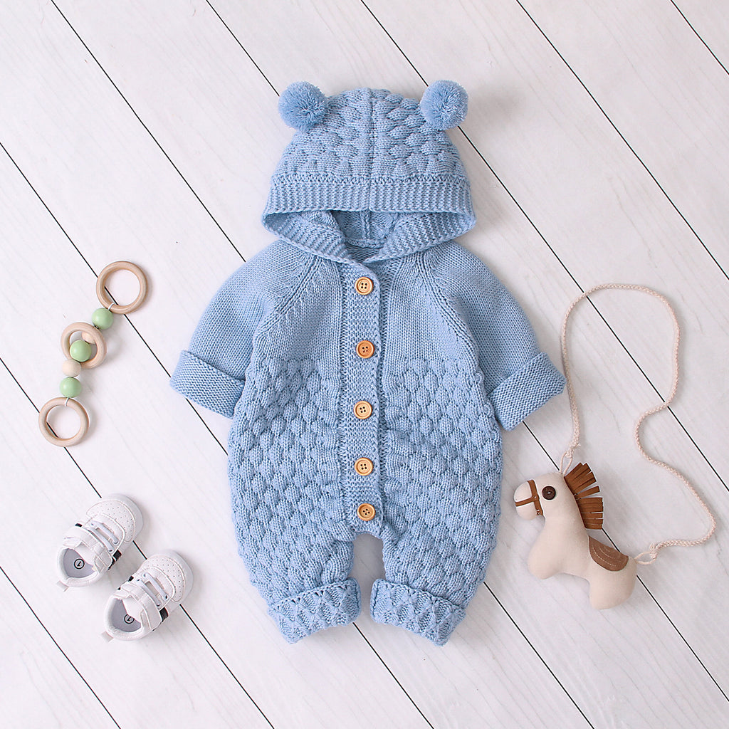 Hooded Knitted Jumpsuit For Cozy Winter Unisex