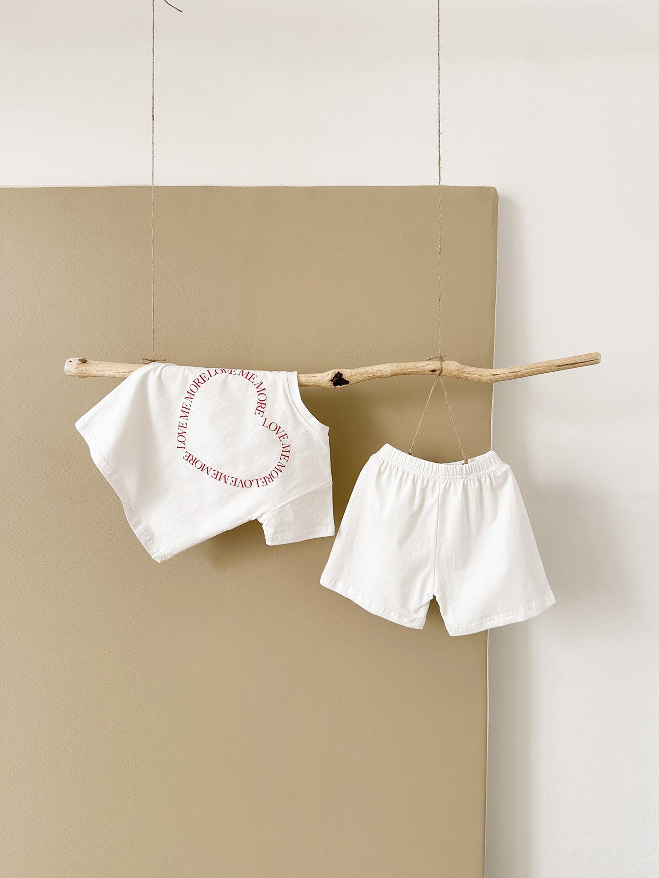 Heart Printing Short Sleeve Suit Korean Style Baby Boys' and Girls' Clothing Two-Piece Set