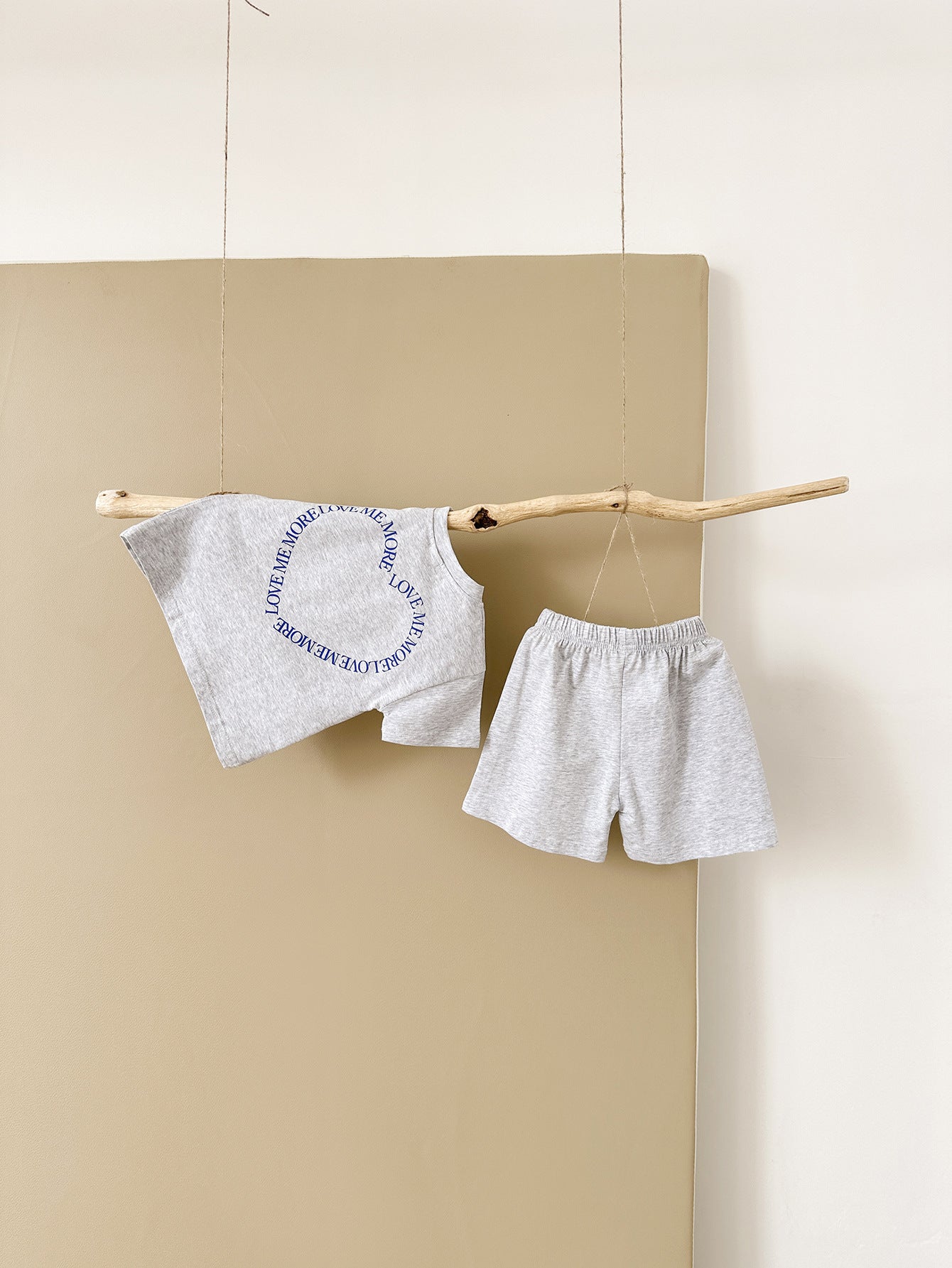 Heart Printing Short Sleeve Suit Korean Style Baby Boys' and Girls' Clothing Two-Piece Set