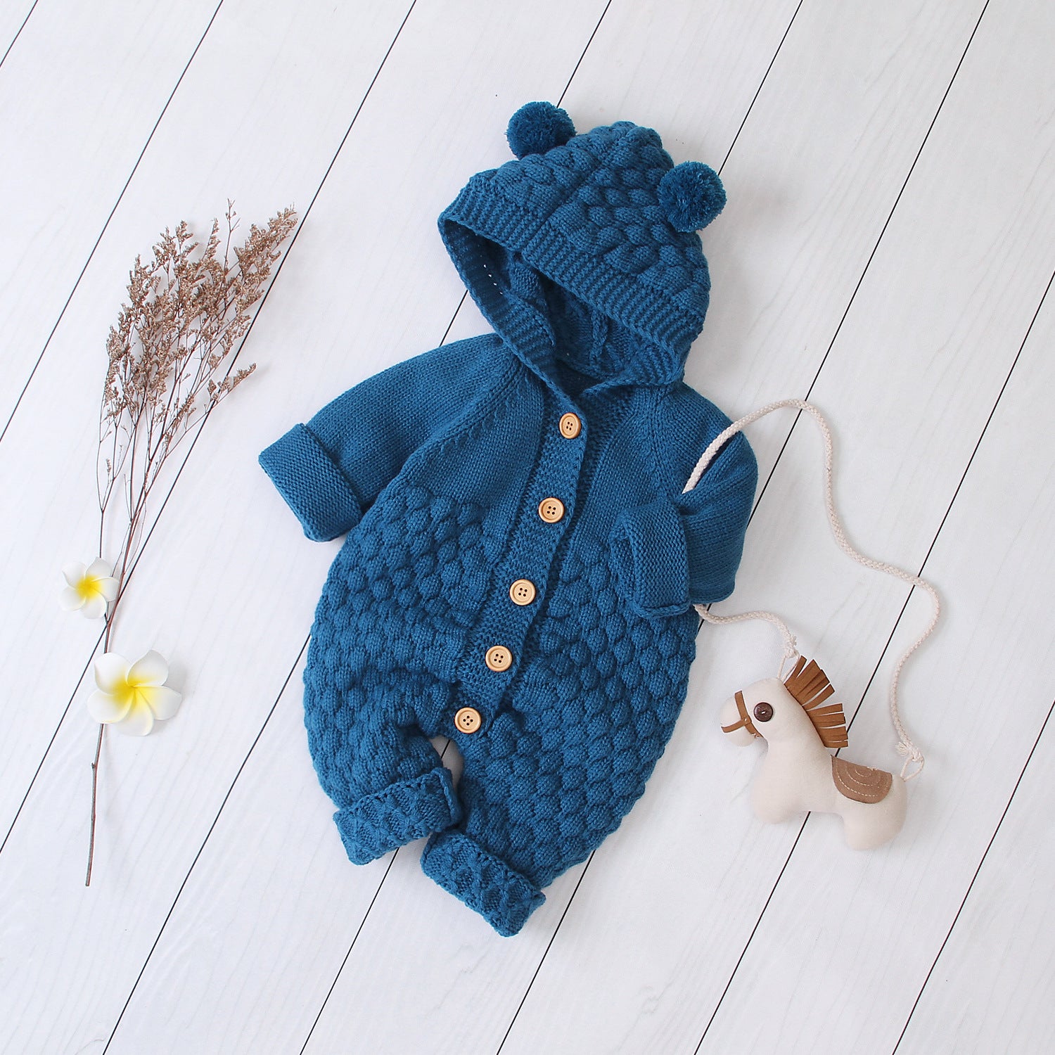 Hooded Knitted Jumpsuit For Cozy Winter Unisex