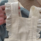 Infant Single-Breasted Long Sleeve Small Plaid Romper Sling Small Overskirt