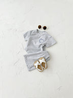 Heart Printing Short Sleeve Suit Korean Style Baby Boys' and Girls' Clothing Two-Piece Set