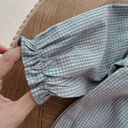 Infant Single-Breasted Long Sleeve Small Plaid Romper Sling Small Overskirt