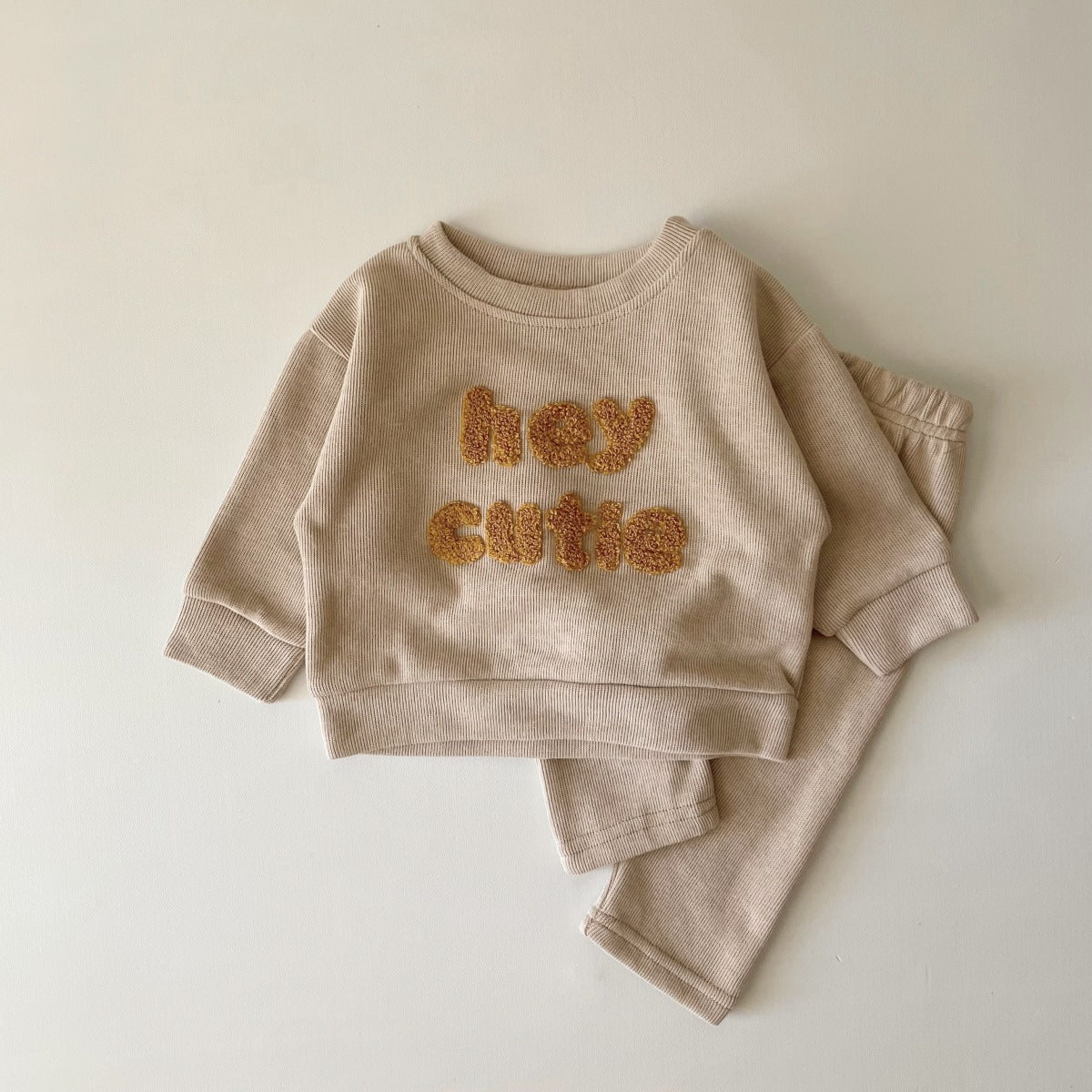 Spring and Autumn Newborn Alphabet Embroidery Baby Long Sleeve Two-Piece Suit