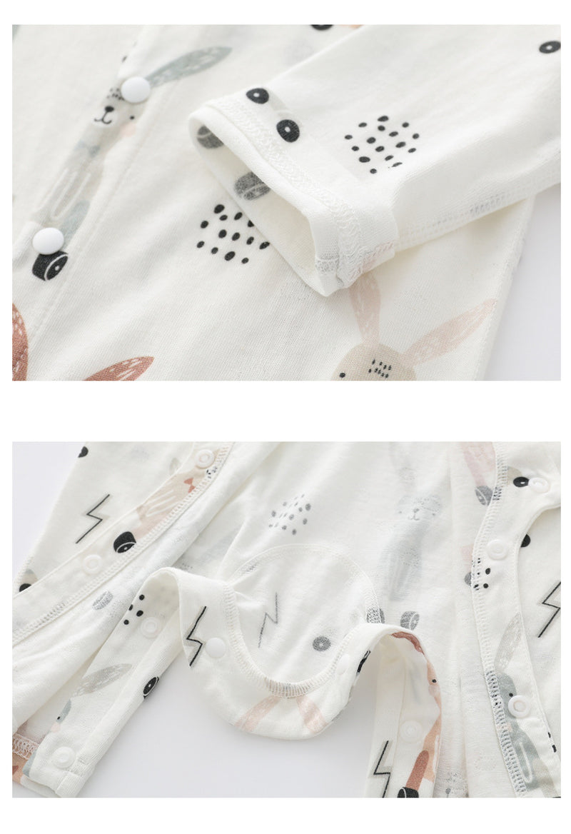 Light and Soft Bamboo Fiber Baby Jumpsuit Floral Animal Cute Print Spring Autumn Newborn Clothes Unisex Long Sleeve Baby Rompers for Boys Girls