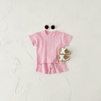 Heart Printing Short Sleeve Suit Korean Style Baby Boys' and Girls' Clothing Two-Piece Set