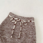 Infant Baby Girl Mixed Color Thick Needle Pullover Pants Pullover Fur Ball Knitted Hat 3-Piece Set