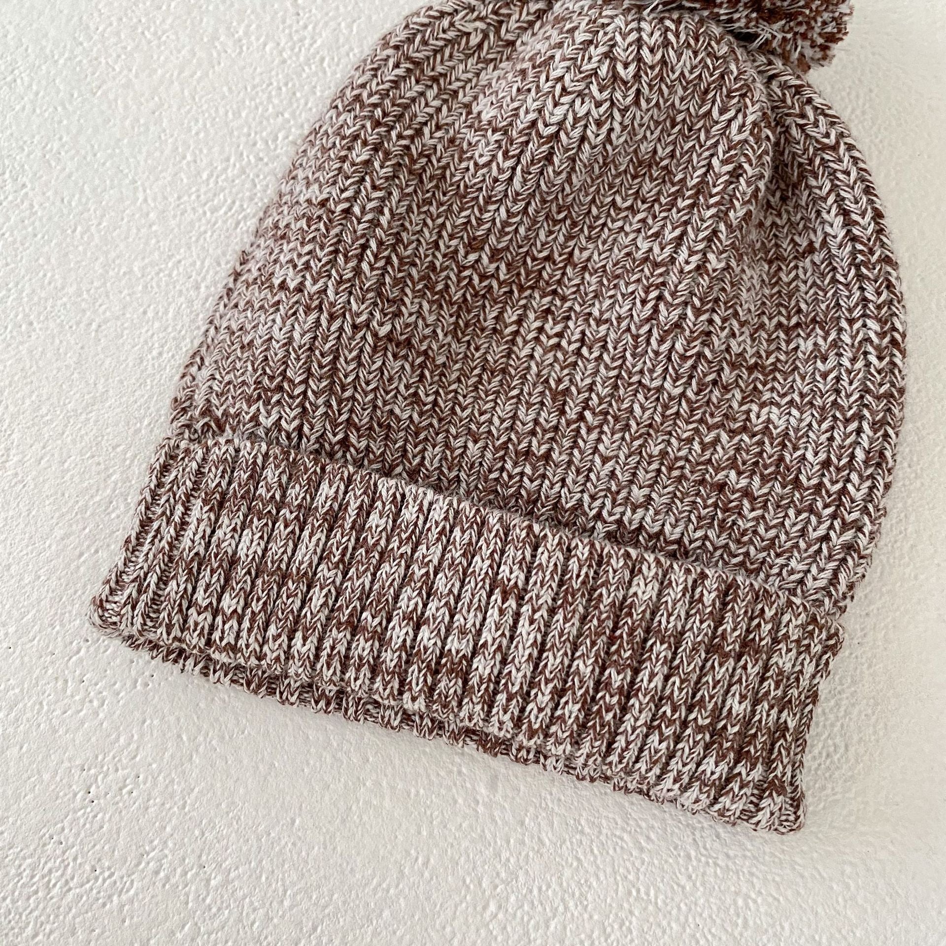 Infant Baby Girl Mixed Color Thick Needle Pullover Pants Pullover Fur Ball Knitted Hat 3-Piece Set