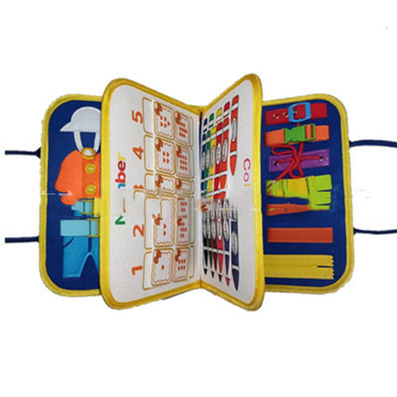 Interactive Busy Board for Kids - A Fun and Educational Dressing & Buttoning Toy for Early Learning and Sensory Exploration