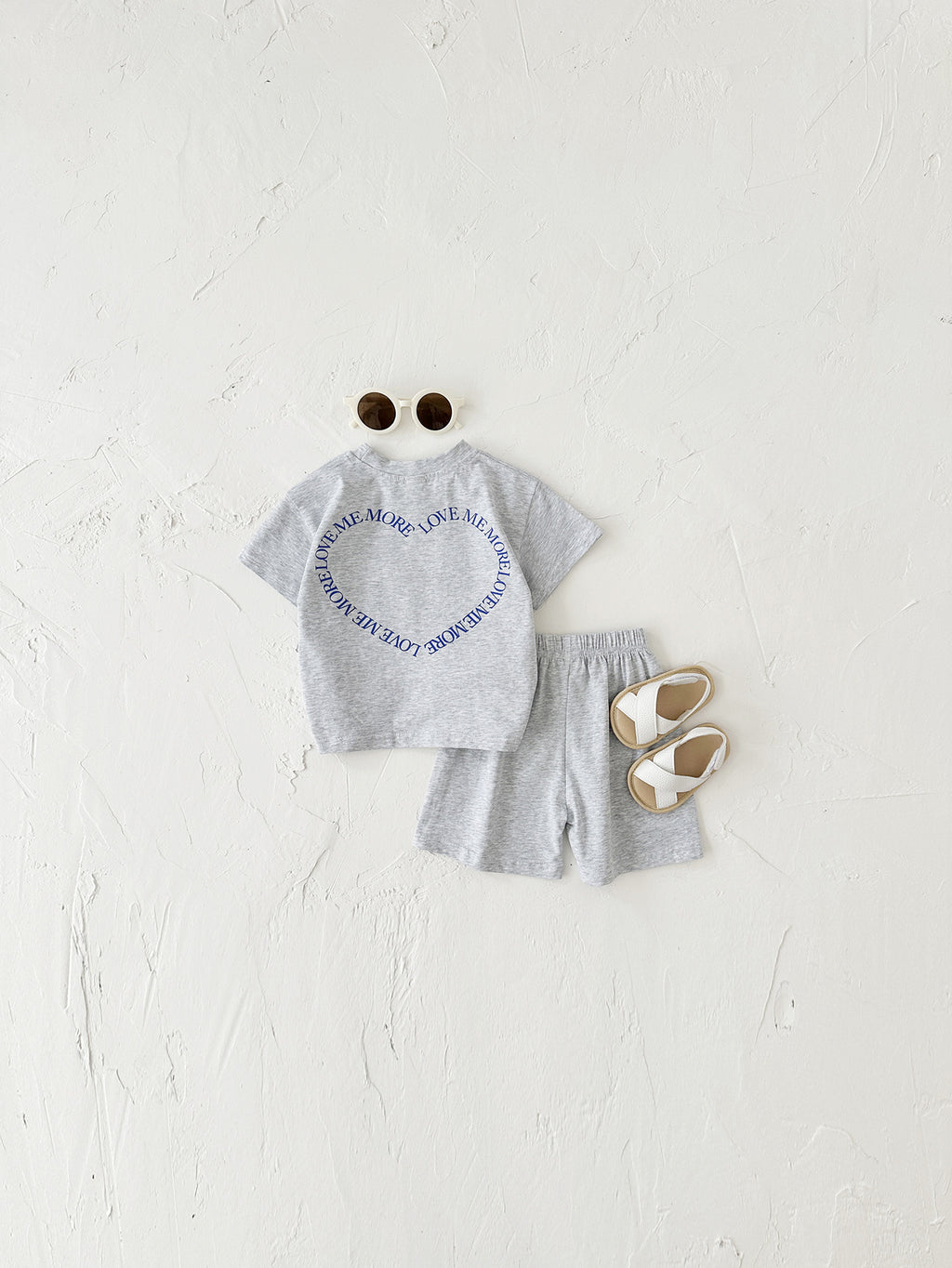 Heart Printing Short Sleeve Suit Korean Style Baby Boys' and Girls' Clothing Two-Piece Set