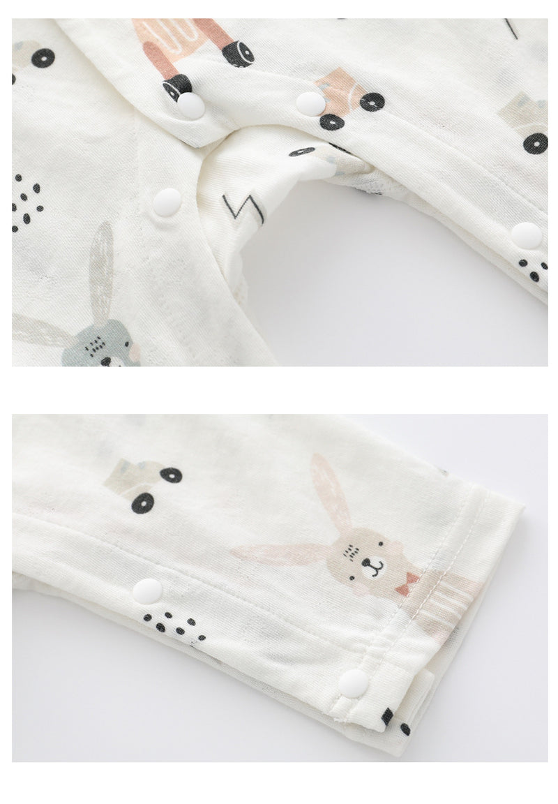 Light and Soft Bamboo Fiber Baby Jumpsuit Floral Animal Cute Print Spring Autumn Newborn Clothes Unisex Long Sleeve Baby Rompers for Boys Girls