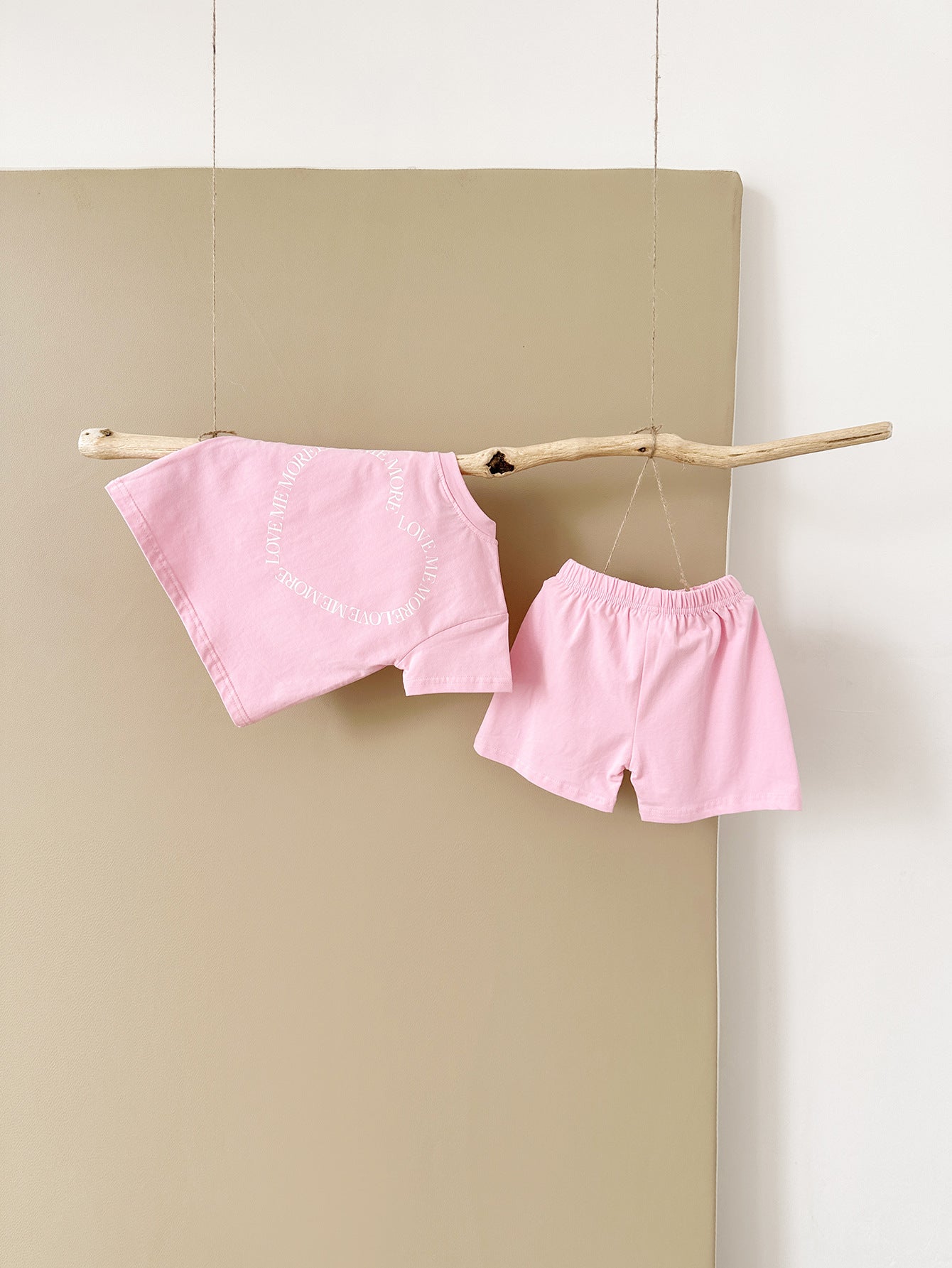 Heart Printing Short Sleeve Suit Korean Style Baby Boys' and Girls' Clothing Two-Piece Set