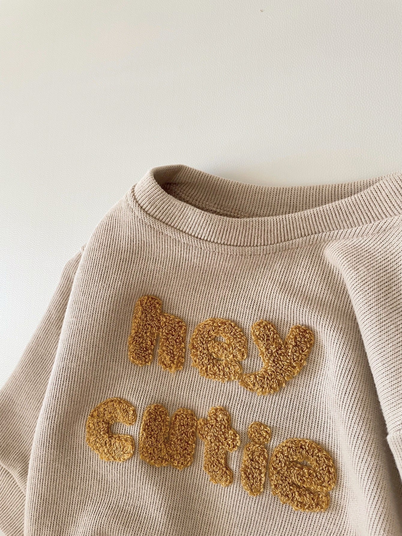 Spring and Autumn Newborn Alphabet Embroidery Baby Long Sleeve Two-Piece Suit