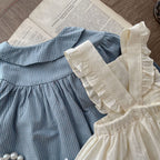 Infant Single-Breasted Long Sleeve Small Plaid Romper Sling Small Overskirt