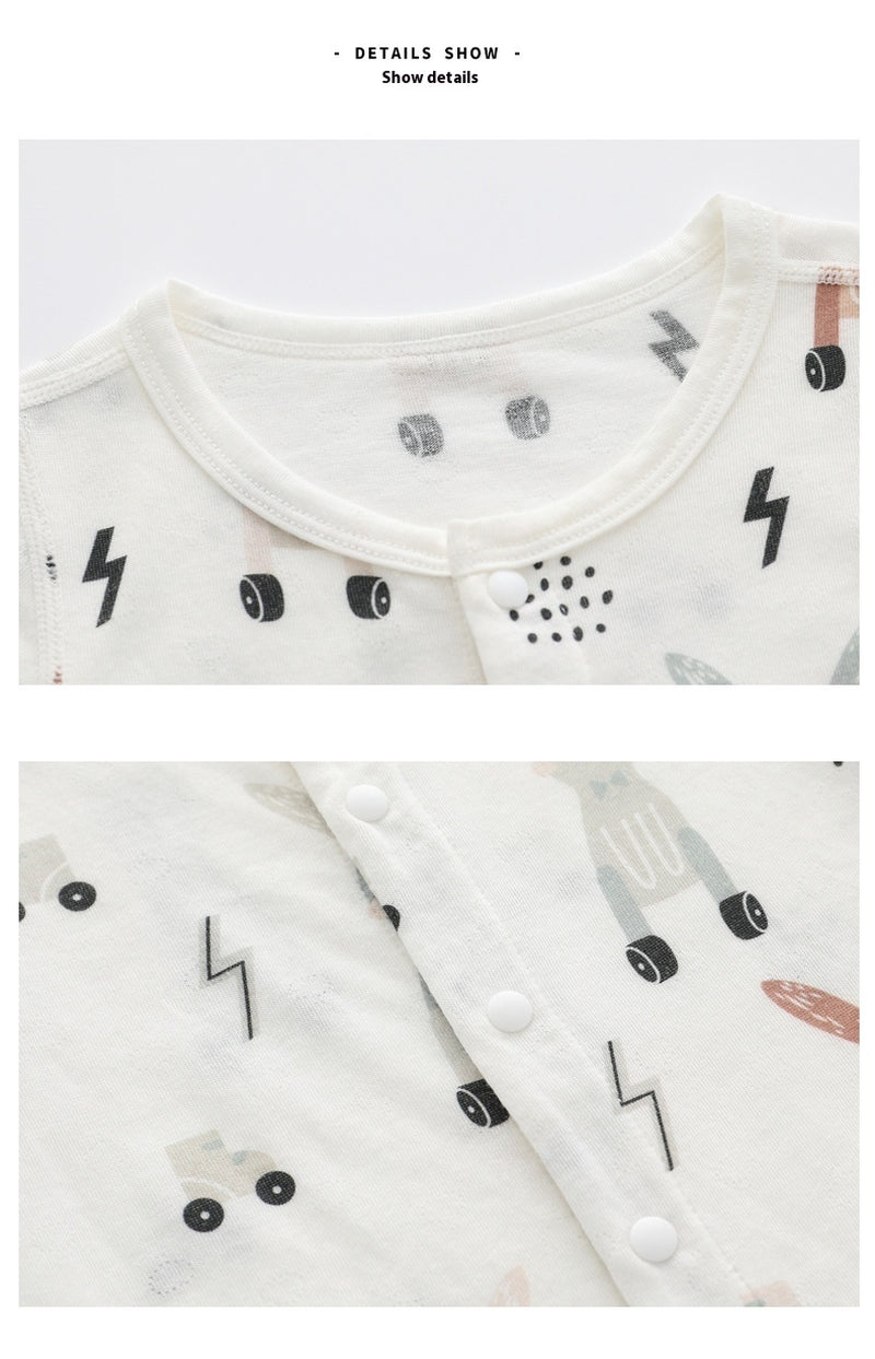 Light and Soft Bamboo Fiber Baby Jumpsuit Floral Animal Cute Print Spring Autumn Newborn Clothes Unisex Long Sleeve Baby Rompers for Boys Girls