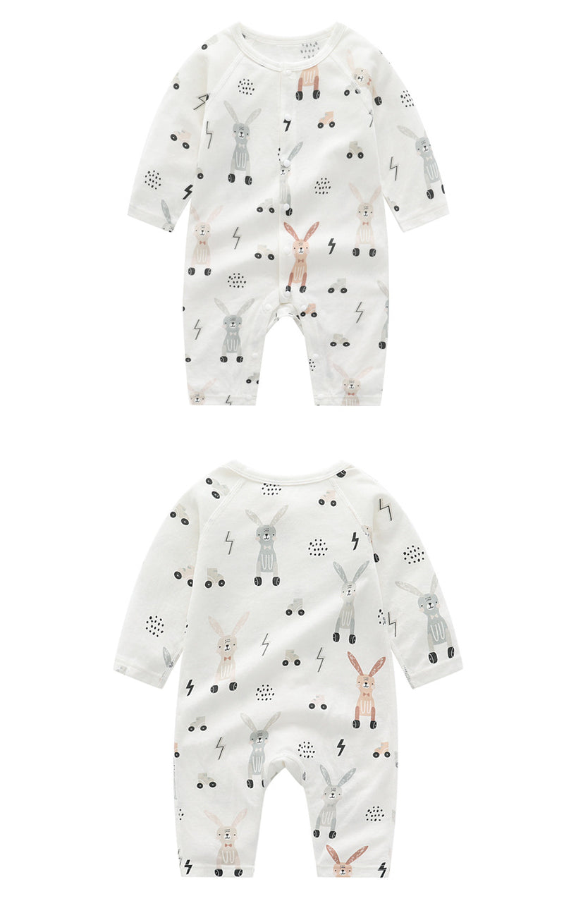 Light and Soft Bamboo Fiber Baby Jumpsuit Floral Animal Cute Print Spring Autumn Newborn Clothes Unisex Long Sleeve Baby Rompers for Boys Girls