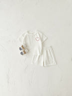 Heart Printing Short Sleeve Suit Korean Style Baby Boys' and Girls' Clothing Two-Piece Set