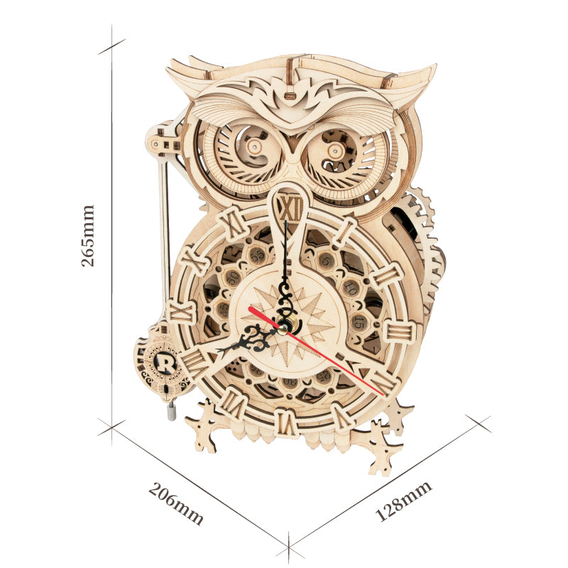 Robotime Rokr Creative DIY Toys 3D Owl Wooden Clock Building Block Kits for Children Christmas Gifts Home Decoration LK503