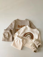 Spring and Autumn Newborn Alphabet Embroidery Baby Long Sleeve Two-Piece Suit