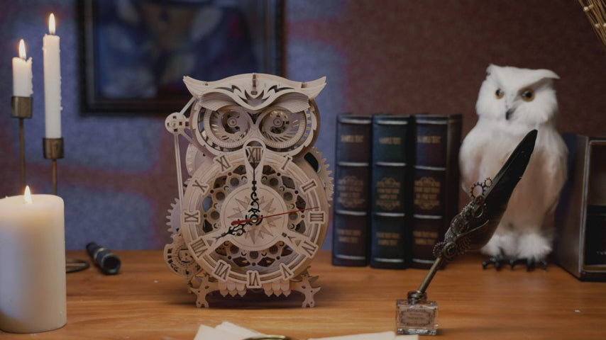 Robotime Rokr Creative DIY Toys 3D Owl Wooden Clock Building Block Kits for Children Christmas Gifts Home Decoration LK503